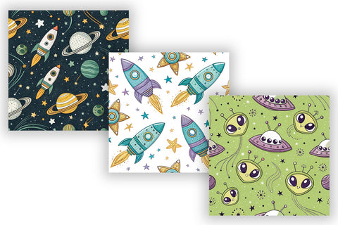 Toy Seamless Patterns Scrapbook Paper, Digital Paper Bundle Pack, Printable Kids Design, Cowboy Space Galaxy Cartoon Collection Digital Pattern FloridPrintables 