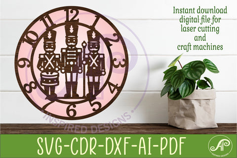 Toy Soldier Clock SVG Designs Christmas Nutcracker Clocks SVG APInspireddesigns 