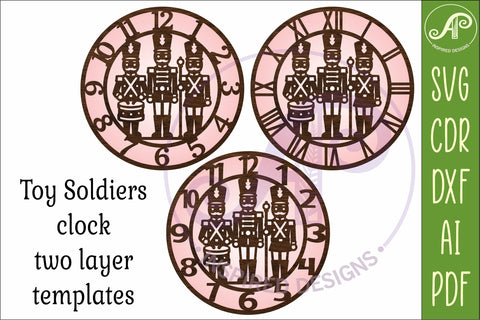 Toy Soldier Clock SVG Designs Christmas Nutcracker Clocks SVG APInspireddesigns 