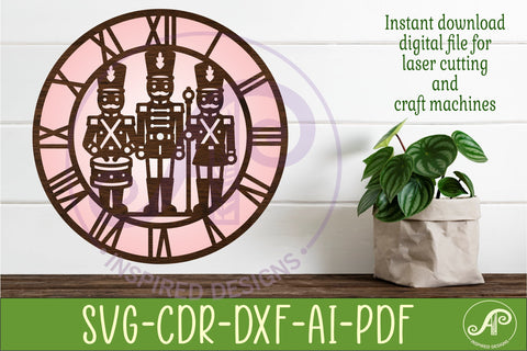 Toy Soldier Clock SVG Designs Christmas Nutcracker Clocks SVG APInspireddesigns 