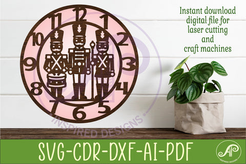 Toy Soldier Clock SVG Designs Christmas Nutcracker Clocks SVG APInspireddesigns 