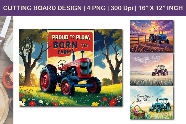 Tractor cutting board design, tractor cutting board print Sublimation Paper Switch 