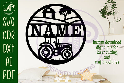 Tractor farm name sign svg laser SVG APInspireddesigns 