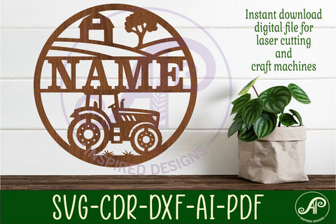 Tractor farm name sign svg laser SVG APInspireddesigns 