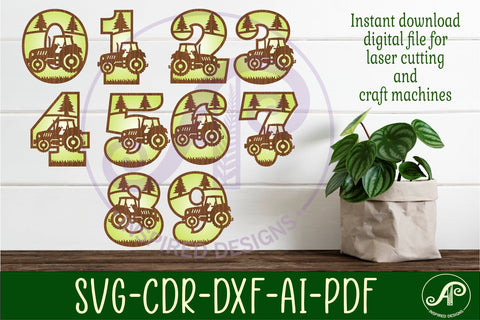 Tractor numbers two layer wall sign SVG cut files SVG APInspireddesigns 