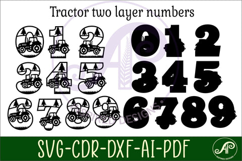 Tractor numbers two layer wall sign SVG cut files SVG APInspireddesigns 
