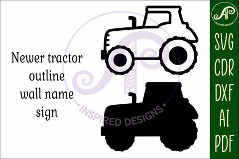 Tractor outline two layer name sign SVG APInspireddesigns 