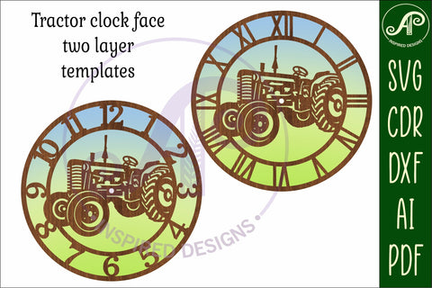 Tractor wall clock laser cut files, SVG file. vector SVG APInspireddesigns 