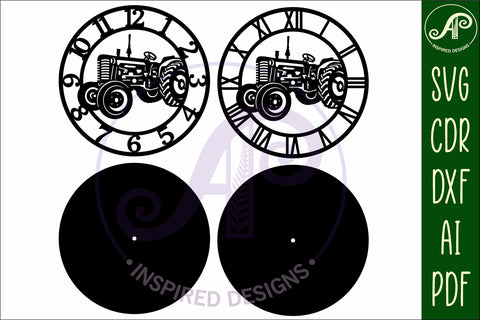 Tractor wall clock laser cut files, SVG file. vector SVG APInspireddesigns 