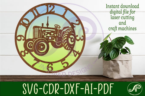 Tractor wall clock laser cut files, SVG file. vector SVG APInspireddesigns 