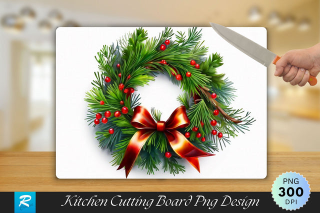 Traditional Cedar Wreath Cutting Board Sublimation Regulrcrative 