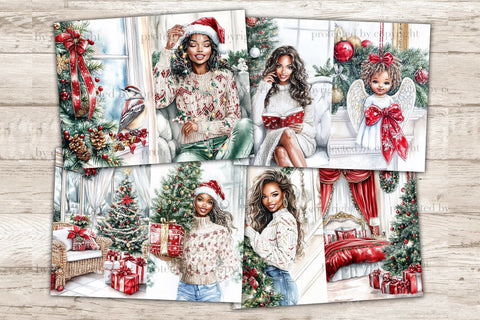 Traditional Christmas Junk Journal Kit | Red Flower Ephemera SVG GlamArtZhanna 