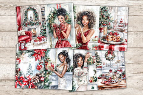 Traditional Christmas Junk Journal Kit | Red Flower Ephemera SVG GlamArtZhanna 