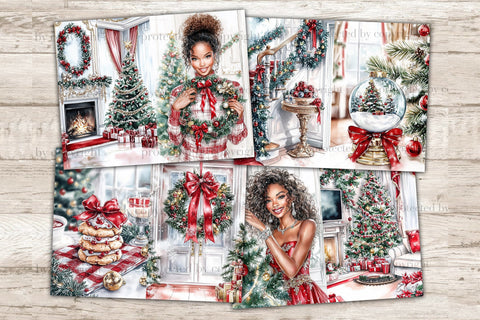 Traditional Christmas Junk Journal Kit | Red Flower Ephemera SVG GlamArtZhanna 