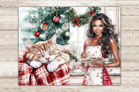 Traditional Christmas Junk Journal Kit | Red Flower Ephemera SVG GlamArtZhanna 