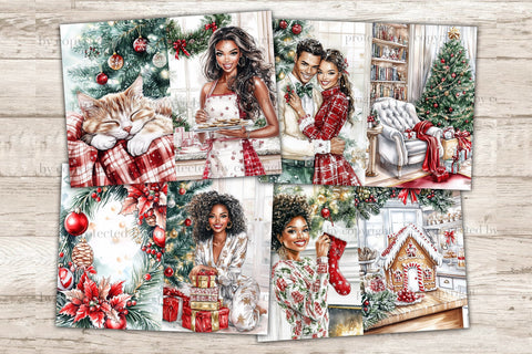 Traditional Christmas Junk Journal Kit | Red Flower Ephemera SVG GlamArtZhanna 