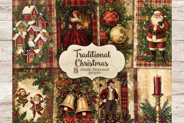 Traditional Christmas Junk Journal Pages | Xmas Digital Art SVG GlamArtZhanna 