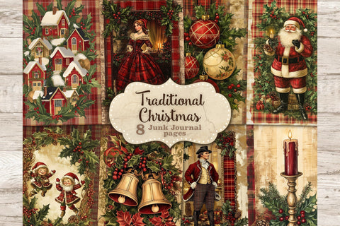 Traditional Christmas Junk Journal Pages | Xmas Digital Art SVG GlamArtZhanna 