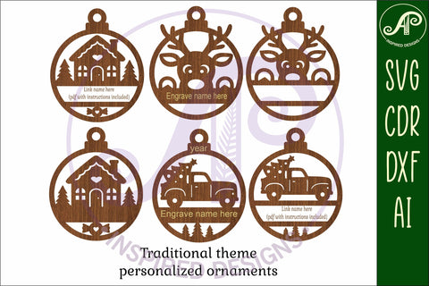 Traditional Christmas Ornaments SVG 2 SVG APInspireddesigns 