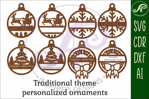 Traditional Christmas Ornaments SVG SVG APInspireddesigns 
