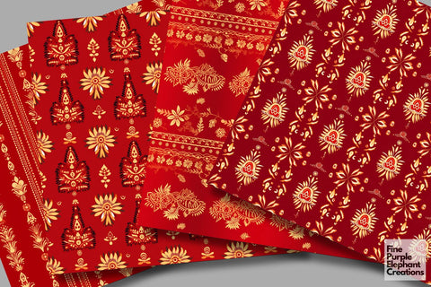 Traditional Indian Silk | Paisley Mandala Digital Pattern Fine Purple Elephant Creations 