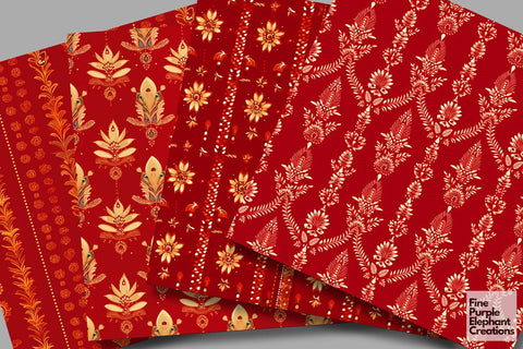 Traditional Indian Silk | Paisley Mandala Digital Pattern Fine Purple Elephant Creations 