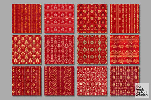 Traditional Indian Silk | Paisley Mandala Digital Pattern Fine Purple Elephant Creations 