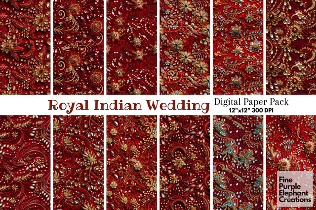 Traditional Indian Wedding Hindu Pattern Digital Pattern Fine Purple Elephant Creations 