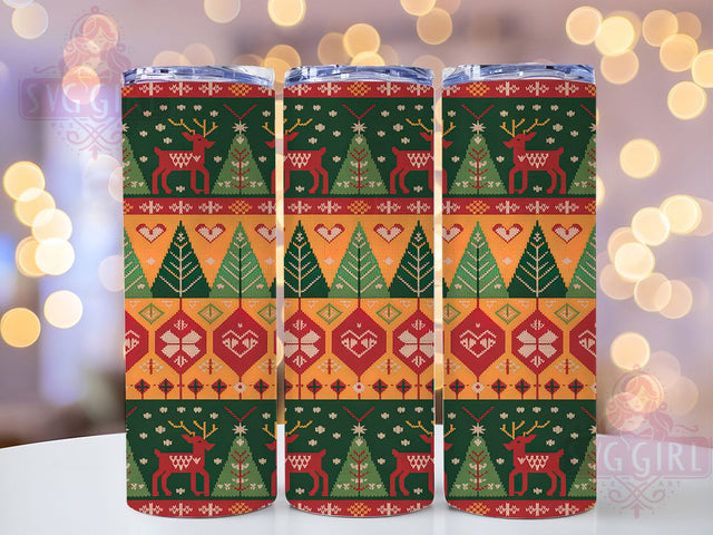 Traditional Ugly Christmas Sweater Tumbler, Ugly Christmas Sweater, Festive Holiday Knit, Cozy Winter Pattern, Funny Xmas Design, 20oz Tumbler, Sublimation Design Sublimation SvggirlplusArt 