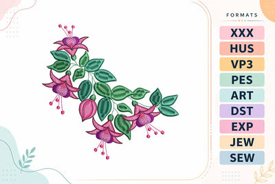 Trailing Fuchsia Flowers Branch Embroidery Design Embroidery/Applique DESIGNS sg embroidery 