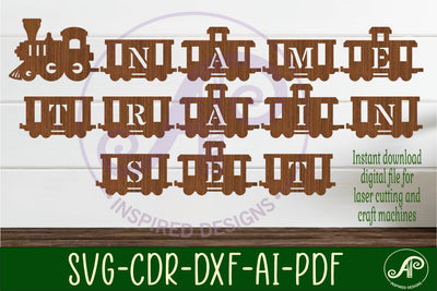 Train letter name sign SVG laser cut SVG APInspireddesigns 