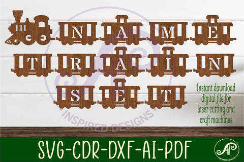 Train letter name sign SVG laser cut SVG APInspireddesigns 