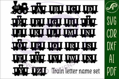 Train letter name sign SVG laser cut SVG APInspireddesigns 