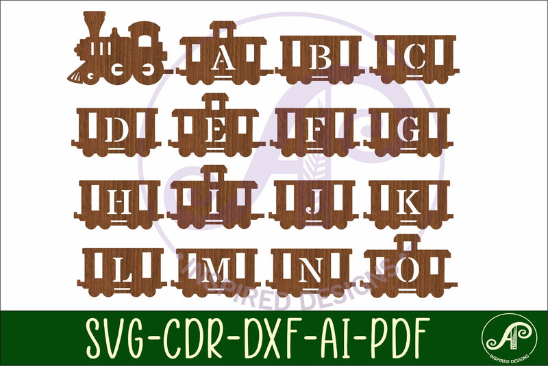 Train letter name sign SVG laser cut - So Fontsy