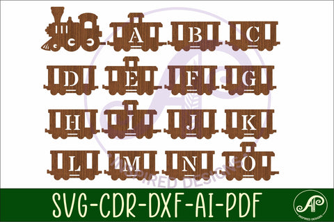 Train letter name sign SVG laser cut SVG APInspireddesigns 