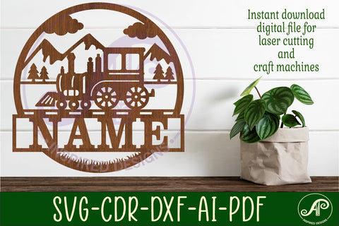 Train name sign svg laser cut template SVG APInspireddesigns 
