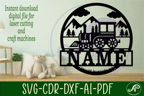 Train name sign svg laser cut template SVG APInspireddesigns 