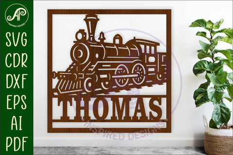 Train Name Sign SVG, Steam Train Wall Art, Kids Room Decor SVG APInspireddesigns 