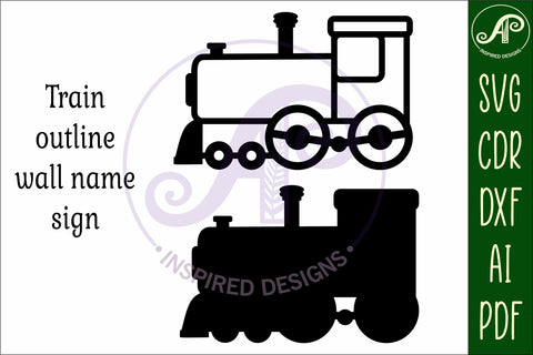 Train outline two layer name wall sign SVG APInspireddesigns 