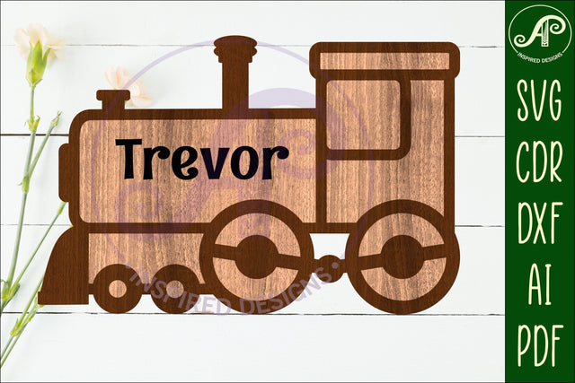 Train outline two layer name wall sign SVG APInspireddesigns 