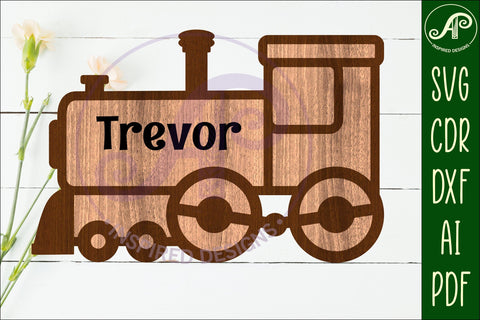 Train outline two layer name wall sign SVG APInspireddesigns 