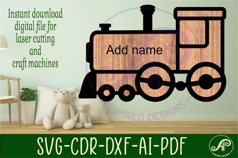 Train outline two layer name wall sign SVG APInspireddesigns 