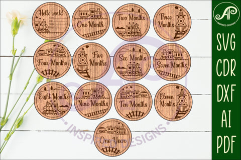 Train themed Baby monthly milestone discs SVG SVG APInspireddesigns 