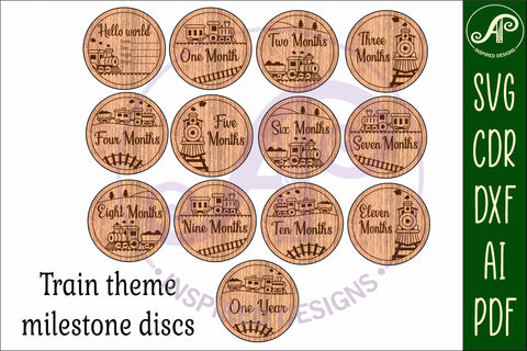 Train themed Baby monthly milestone discs SVG SVG APInspireddesigns 