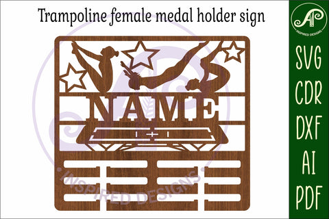 Trampoline female medal holder Name svg laser cut SVG APInspireddesigns 