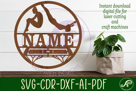 Trampoline female name sign svg laser SVG APInspireddesigns 