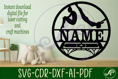 Trampoline female name sign svg laser SVG APInspireddesigns 