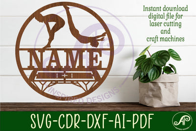 Trampoline male name sign svg laser SVG APInspireddesigns 