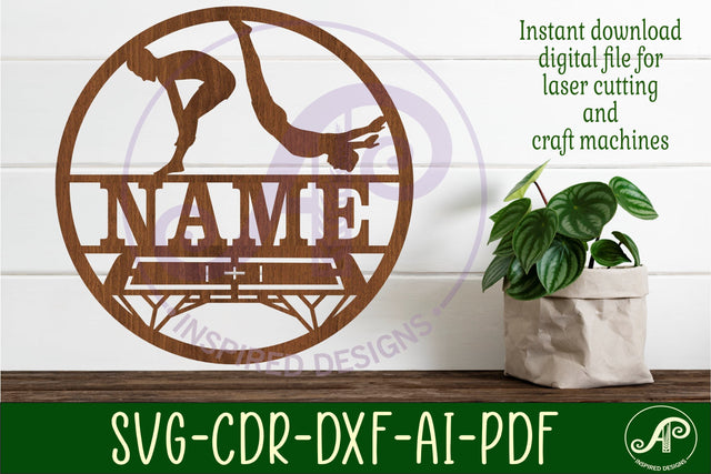 Trampoline male name sign svg laser SVG APInspireddesigns 