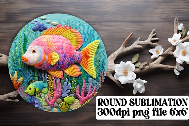 Tranquil Goldfish 3D Embroidery Design for Circular Keychains Sublimation afrosvg 